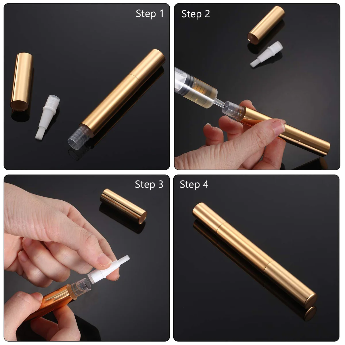

5Pcs Nail Polish Empty Rotate Pens Bright Gold Applicator Portable Lip Gloss Tube Liquid Foundation Bottle