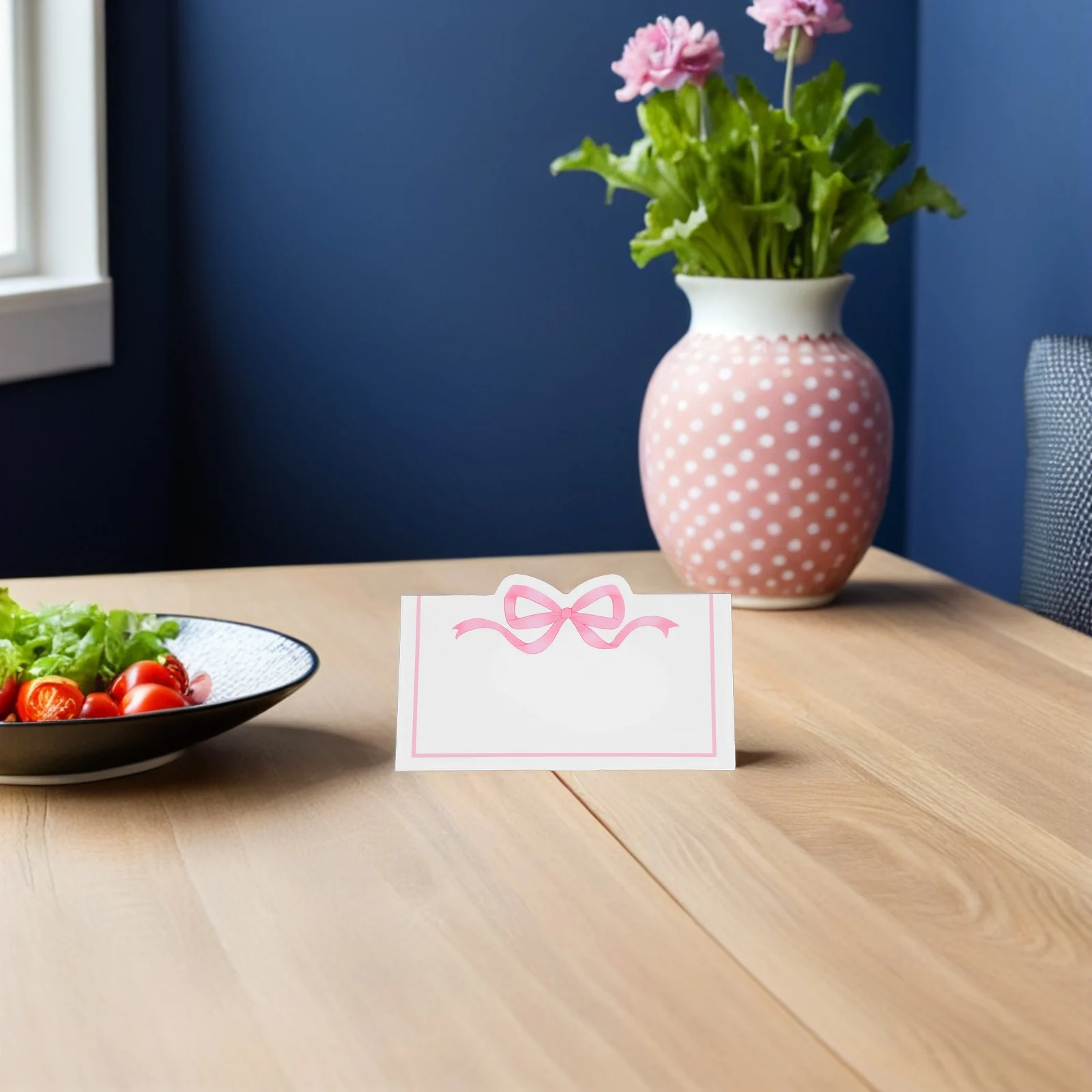 

100Pcs Wedding Place Cards Pink Bow Knot Tent Name Cards Blank Seat Assignment Label for Banquet Birthday Party Reception