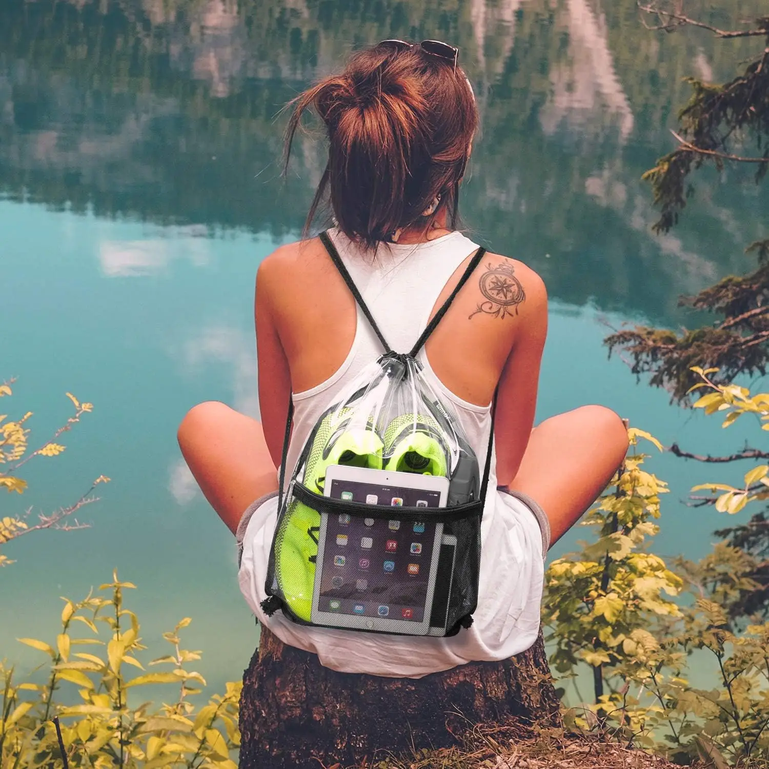 1-20PCS Clear Drawstring Bag Waterproof Transparent Toiletry Bag Drawstring Beach Bag Sports Dirty Clothes Storage Backpack