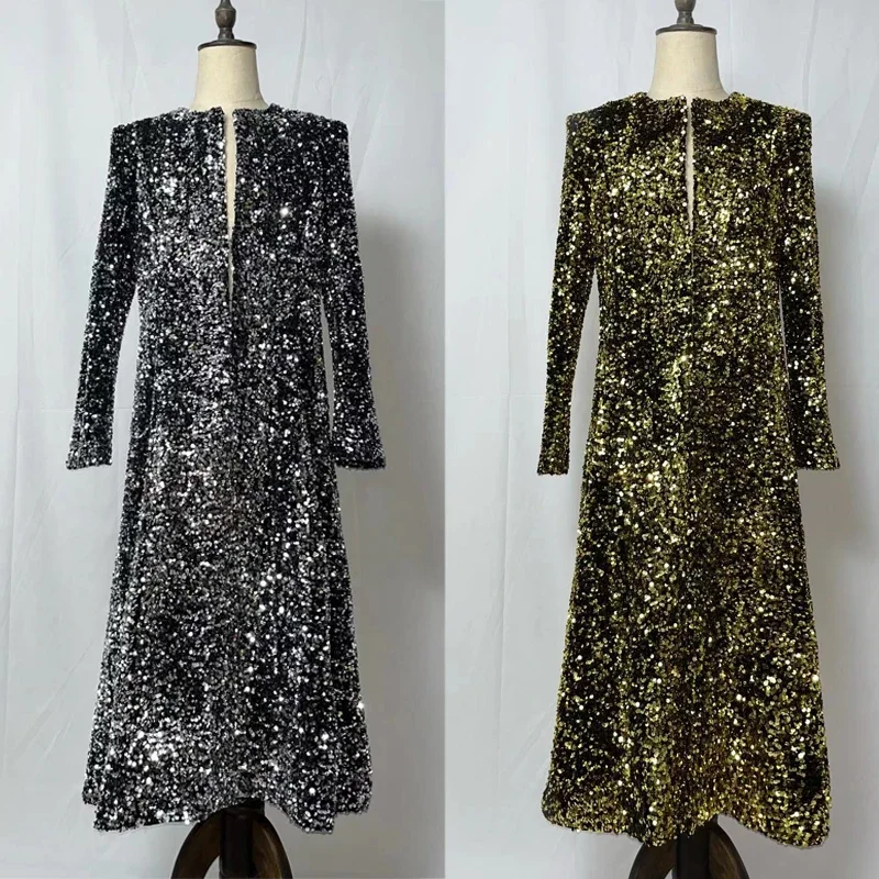 Bright Sequined Long Coat Men'S Jazz Dance Coat Bar Nightclub Male Singer Jacket Hip Hop Costumes Stage Performance Wear XS3665