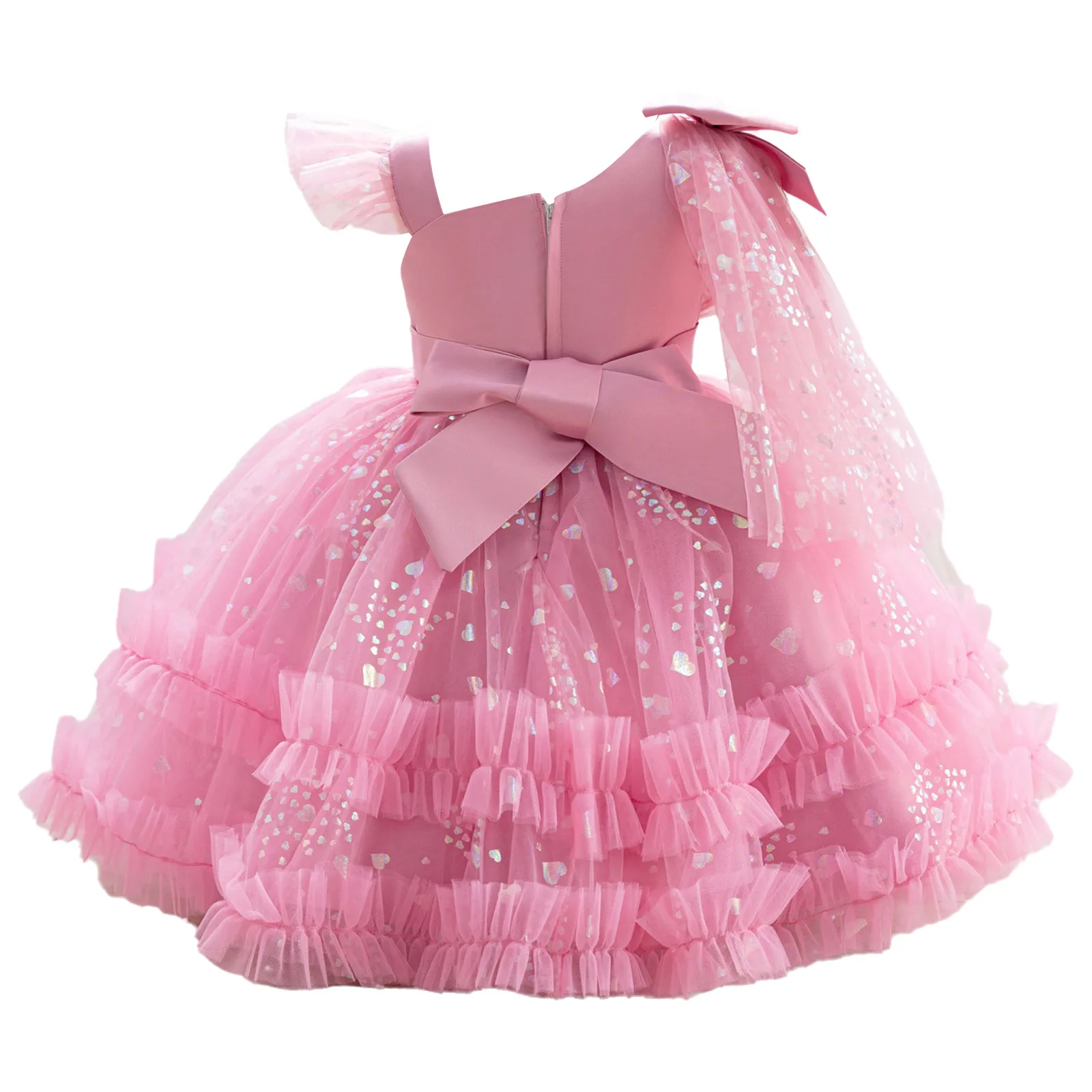 Baby Meisjes Jurk Kinderen Strik Verstoorde Tutu Mesh Jurk met Sjaal voor Cosplay Prinses Verjaardagsfeestje Viering Prom Gown