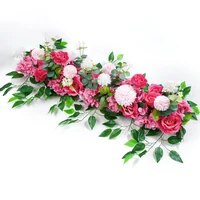 100cm Luxury White Rose Artificial Flower Row Wedding Table Centerpiece Flowers Backdrop Wall Arches Decor Party Stage Floral 3