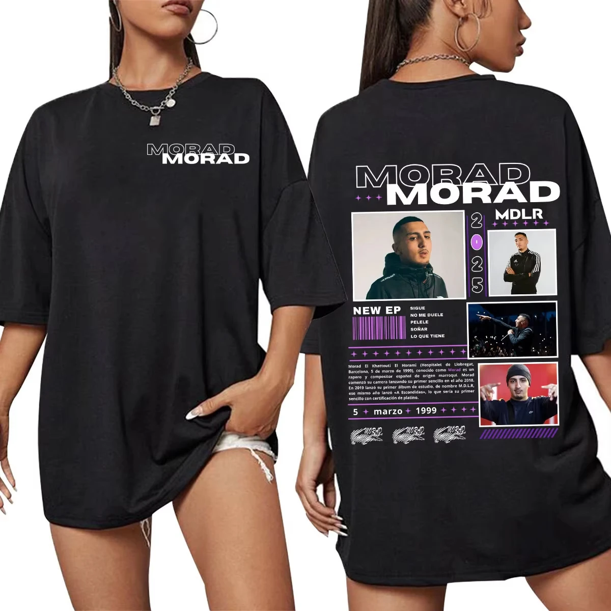 

Rapper Morad M.D.L.R Graphic Print T-shirts Men Women Fashion Vintage T-shirt Cotton Casual Oversized Short Sleeve Streetwear