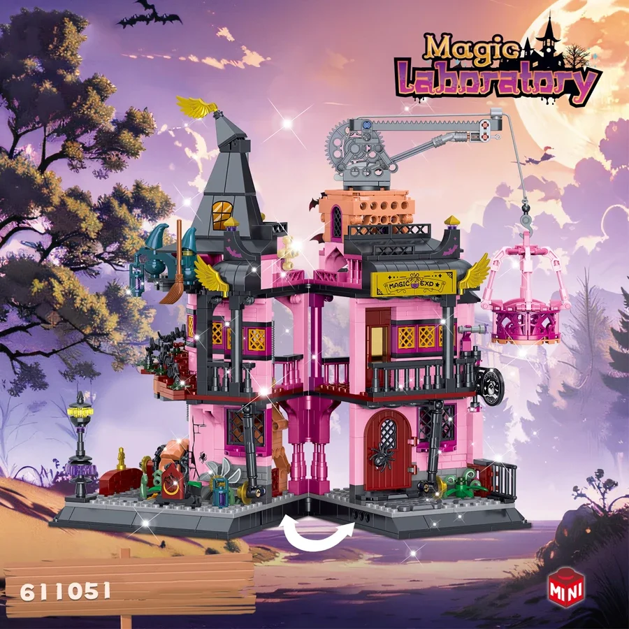 Halloween Geschenk Magisches Labor Mini Ziegel Magisches Haus Bausteine Architektur Puzzles Modelle Kinderspielzeug
