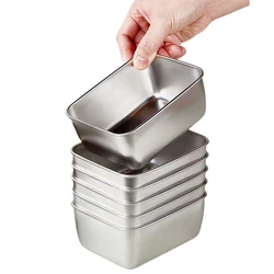 Stainless Steel Food Storage Serving Trays Rectangle Sausage Noodles Fruit Dish With Cover Home Kitchen Organizers Food Containe