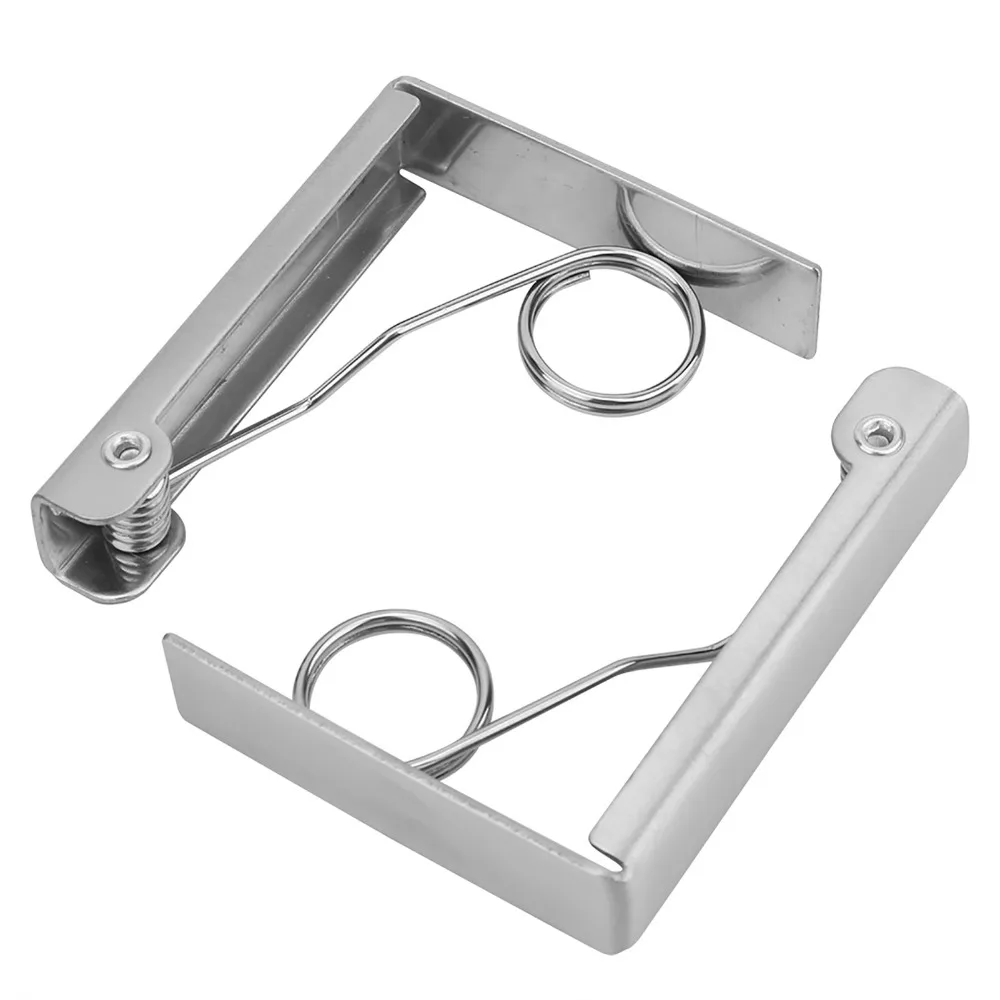 2 PCS Stainless Steel Table Cloth Clips Spring Loaded Silver Tablecloth Holders Easy to Use Durable Tablecloth Clamps