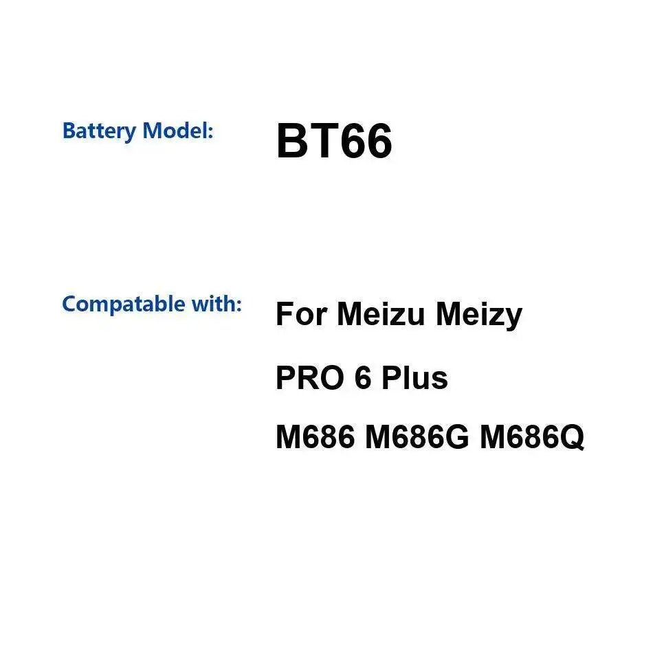 

BT66 надежная замена 3400 мАч для Meizu Meizy Pro 6 Plus M686 M686G M686Q аккумулятор мобильного телефона