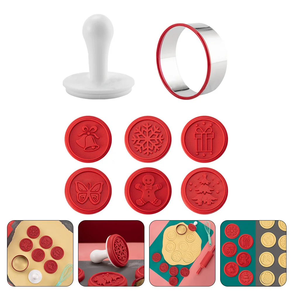 

1Set Christmas Biscuit Stamp Set Decorative Cookie Mold Reusable Silicone Cookie Cutter Xmas Baking Tool Kitchen Accessory