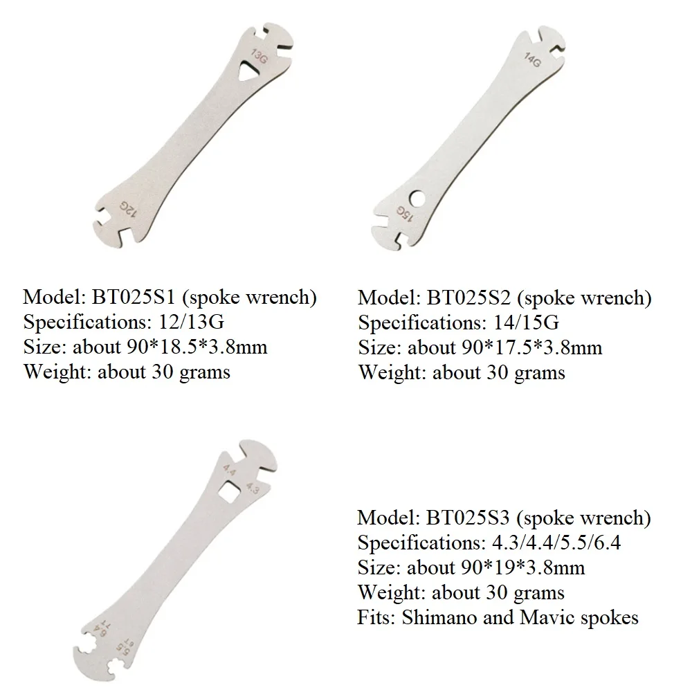 Dual Head Bicycle Nipple Repair Tool Spoke Wrench forShimano Mavic Splines Type 12G/13G/14G/15G 4.3/4.4mm Square Nipple Fitting