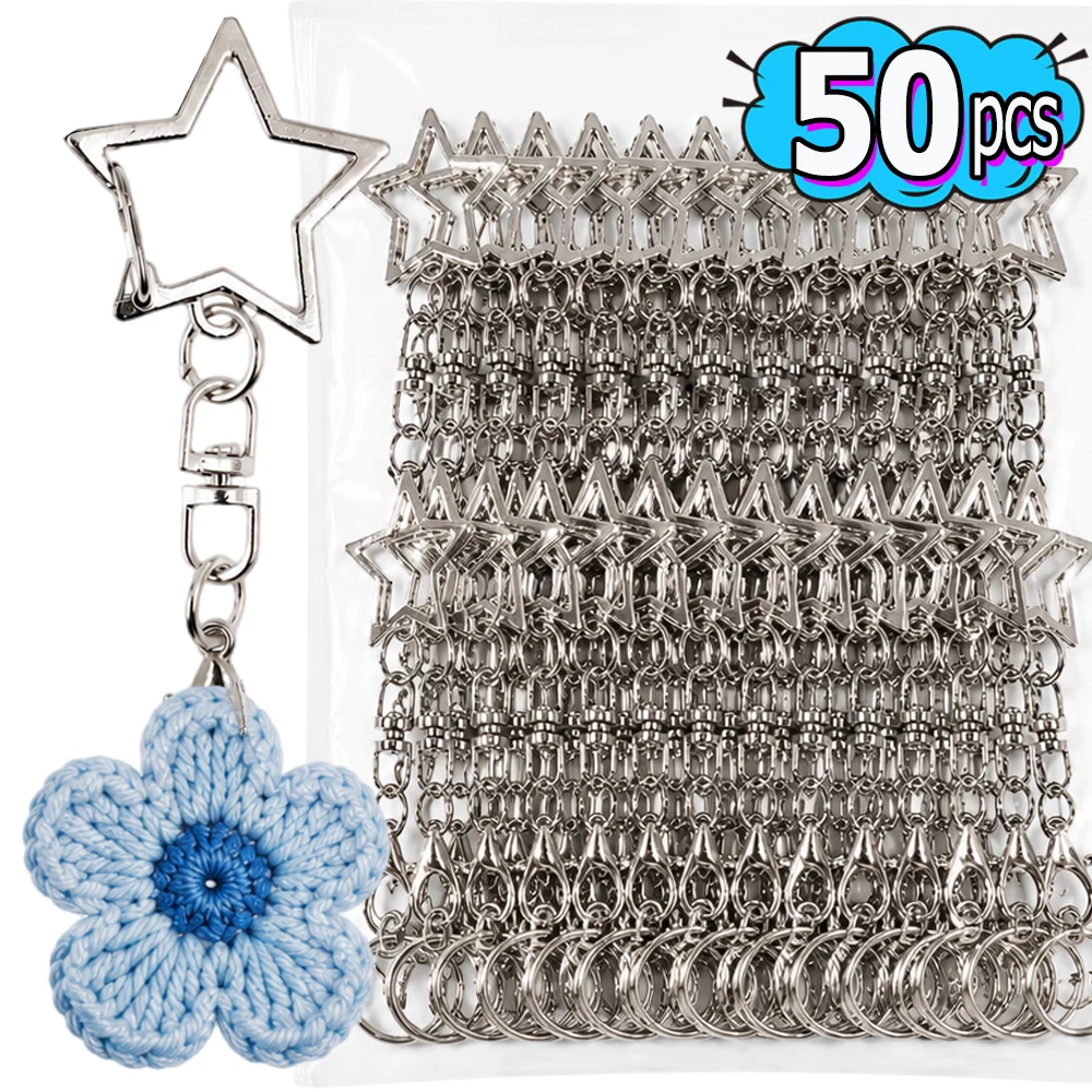 5/50Pcs Star Lobster Clasp Keychain Hooks Metal Key Rings with Buckle DIY Jewelry Making Findings Supplies Crafts Accessories