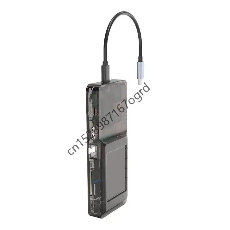 

8 в 1 USB C Dock Station с 4K UHD Multimedia Interfaces 100WPD быстро зарядка ЖК -экран 634A