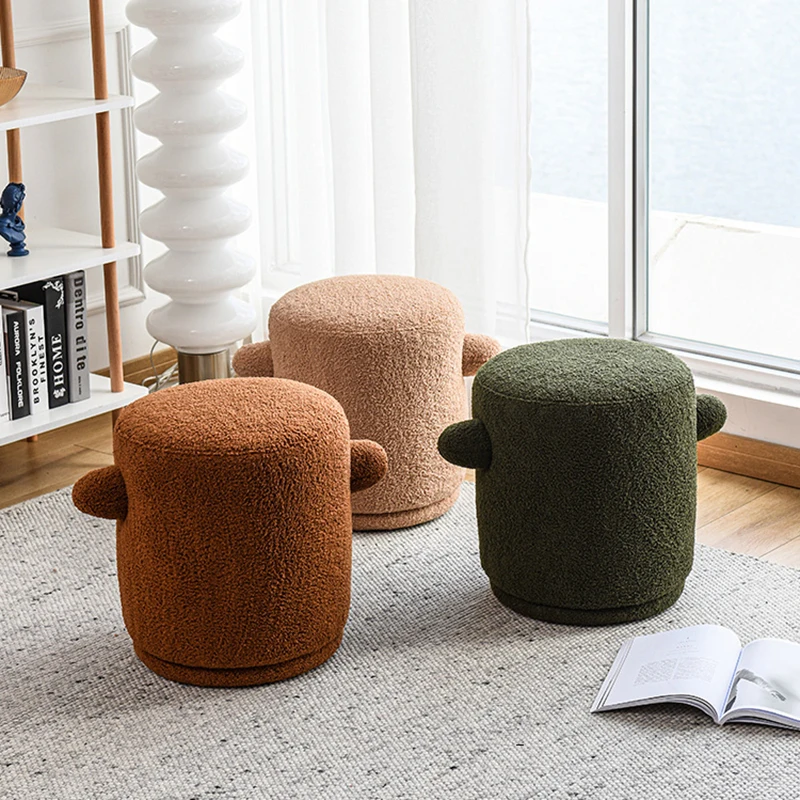 

Creative Cashmere Stools Bedroom Dressing Stool Porch Shoe Changing Stool Nordic Mobile Seat Living Room Sofa Leisure Chair