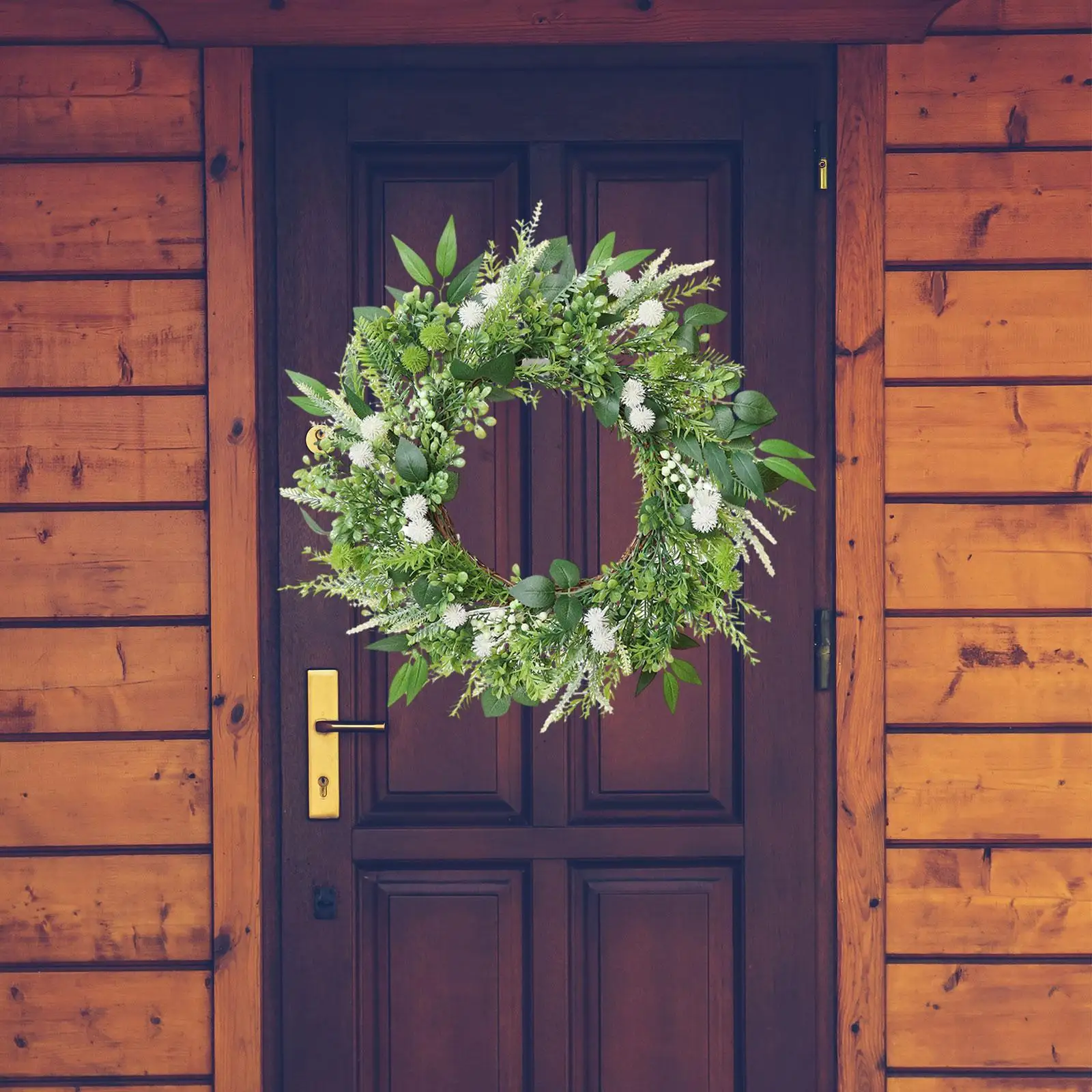 

Spring Wreath for Front Door Thornball Flower Design Romantic Party Decor for Farmhouse Wedding Window Porch Outdoor Indoor