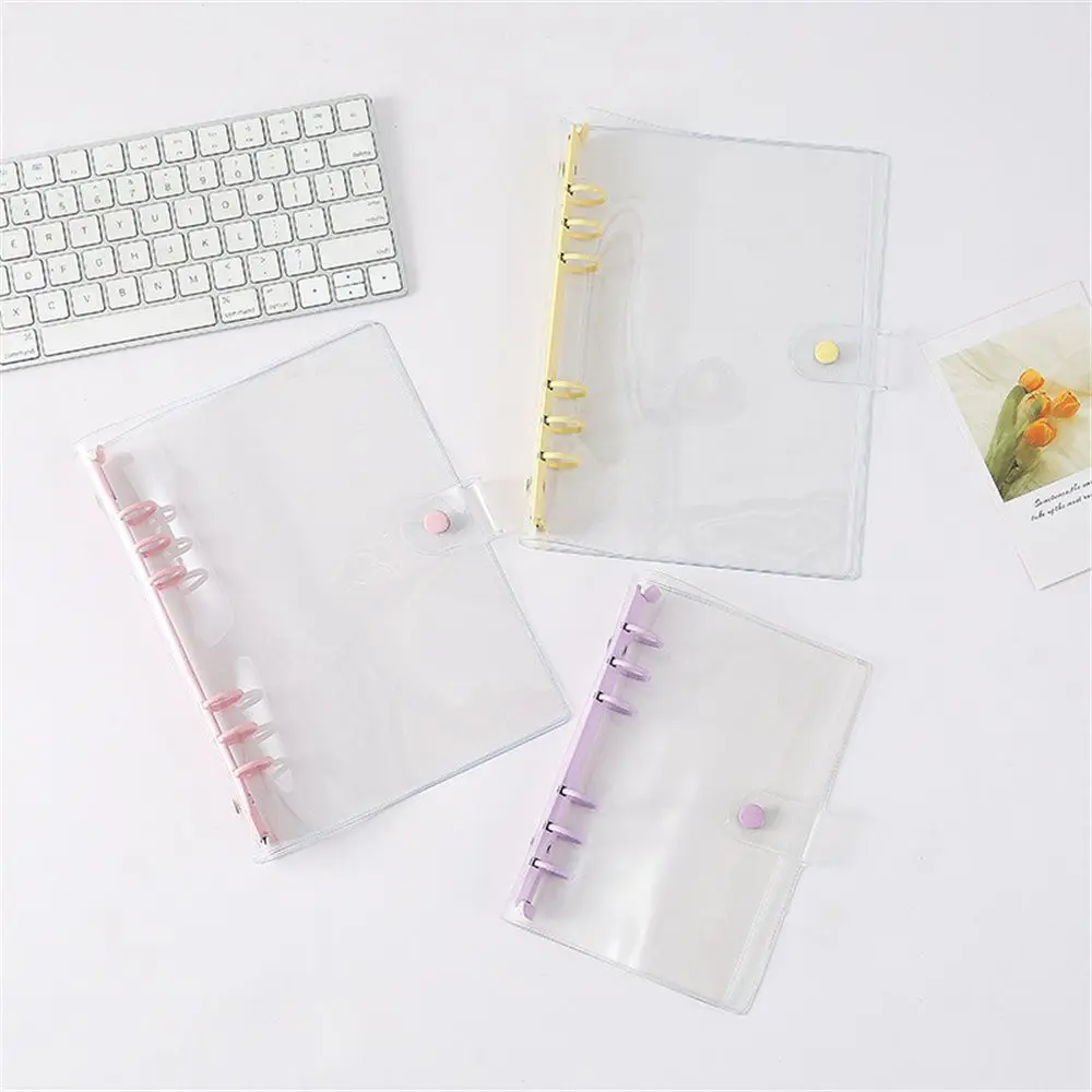 A5 A6 Transparent PVC Loose-Leaf Notebook Cover Folder Macaron Color 6 Ring Binder Diary Journal Planner School Stationery