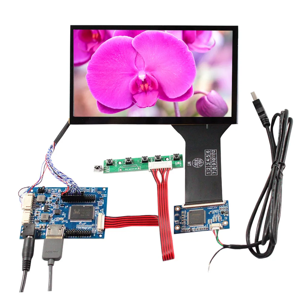 HD MI LCD Controller Board 7inch 1024x600 1000nit OutDoor Touch LCD Screen