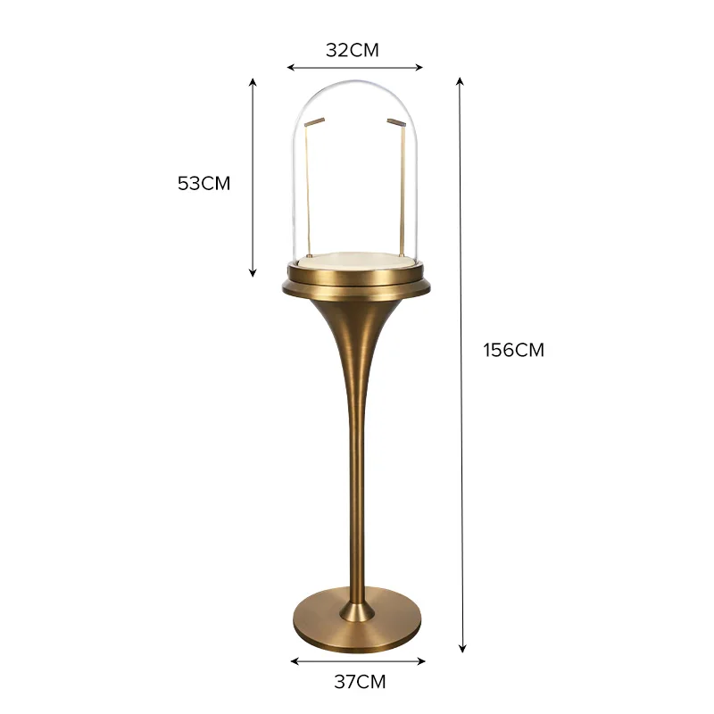 Vitrina de exhibición interior de lujo para tienda de relojes, pedestal redondo personalizado, diseño de mostrador de joyería, gafas anti perfume, vitrina
