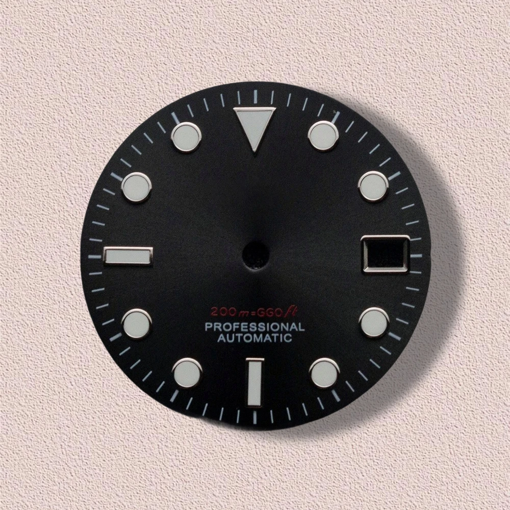 28.5mm S Logo SUB Sunburst Dial Fit NH35/NH36/4R/7S Movement Green Luminous Diving High-Quality Watch Modification Accessories