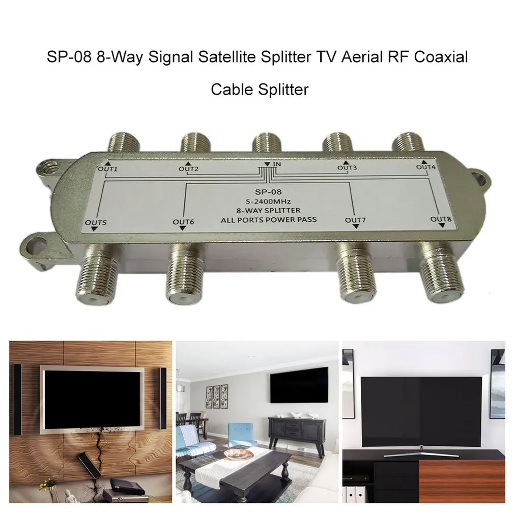 GSP-08 8 Way 5-2400 MHz Signal Satellite Splitter TV Antenna RF Sat Coaxial Diplexer Combiner Cable Switch Switcher Dropshipping