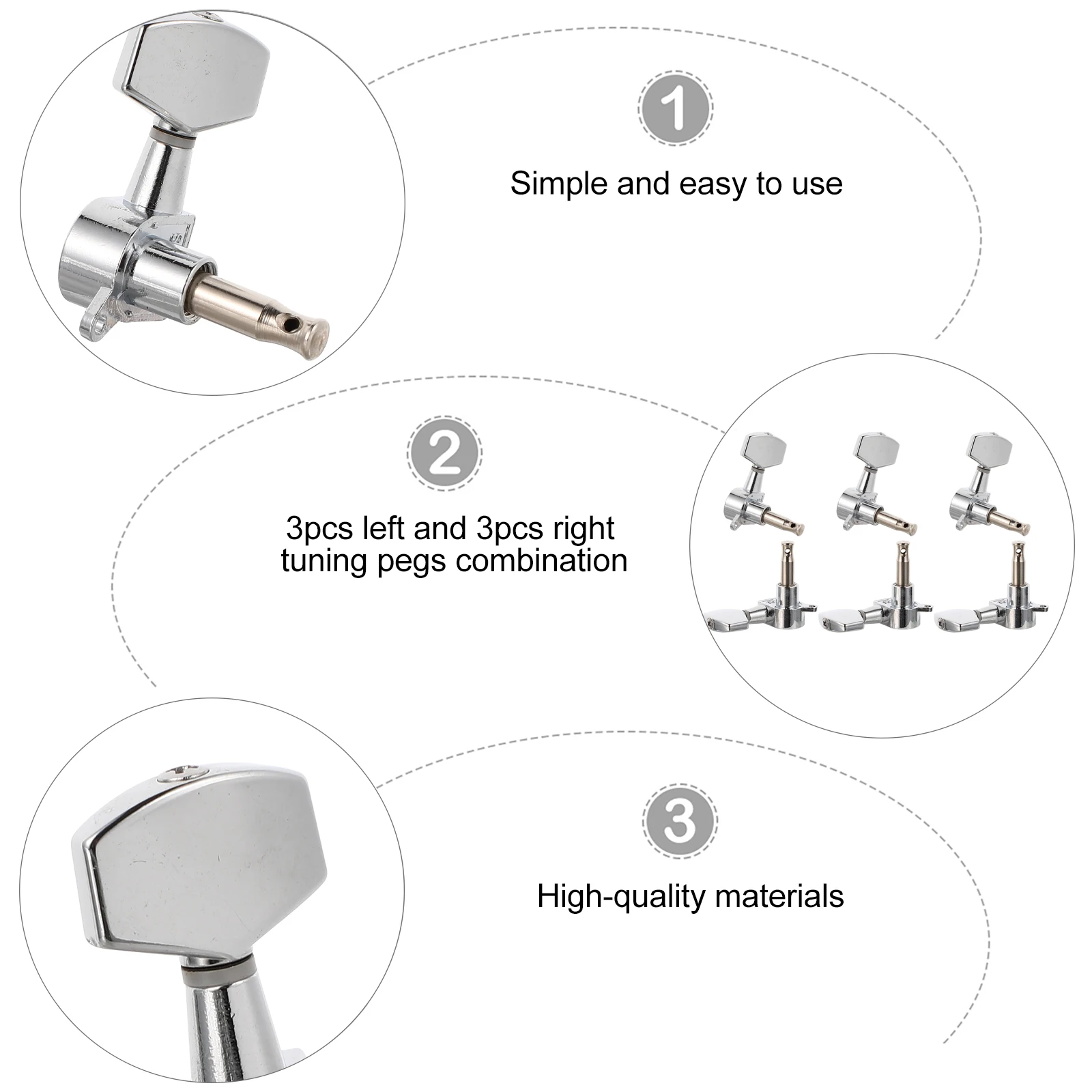 

6pcs Tuning Pegs Metal Alloy Easy Install Left Right Combination Retro Style Compatible Acoustic Guitar String Machine