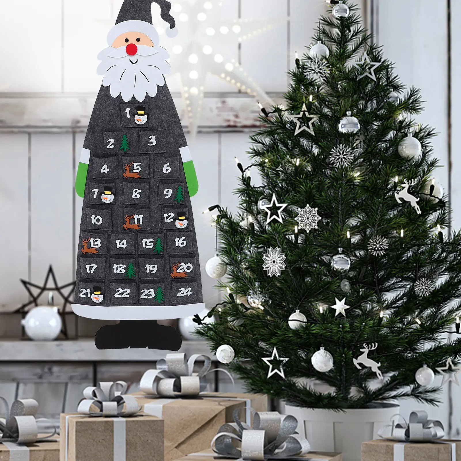 

Календарь обратного отсчета до Рождества, подвесной адвент-календарь для украшения на Рождество