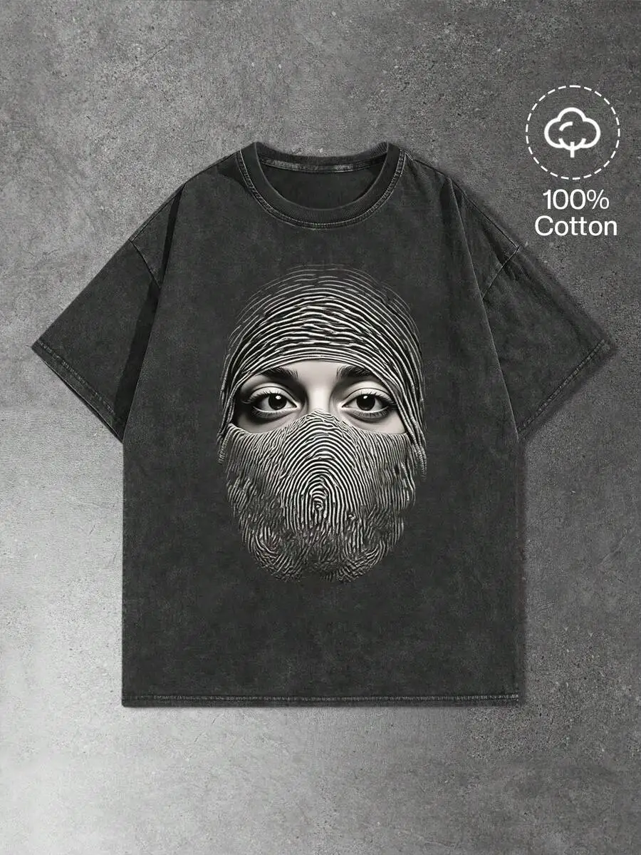 Men's Young Street Style, Minimalist Design Cotton Fabric Short Sleeve T-Shirt With Distressed Wash
