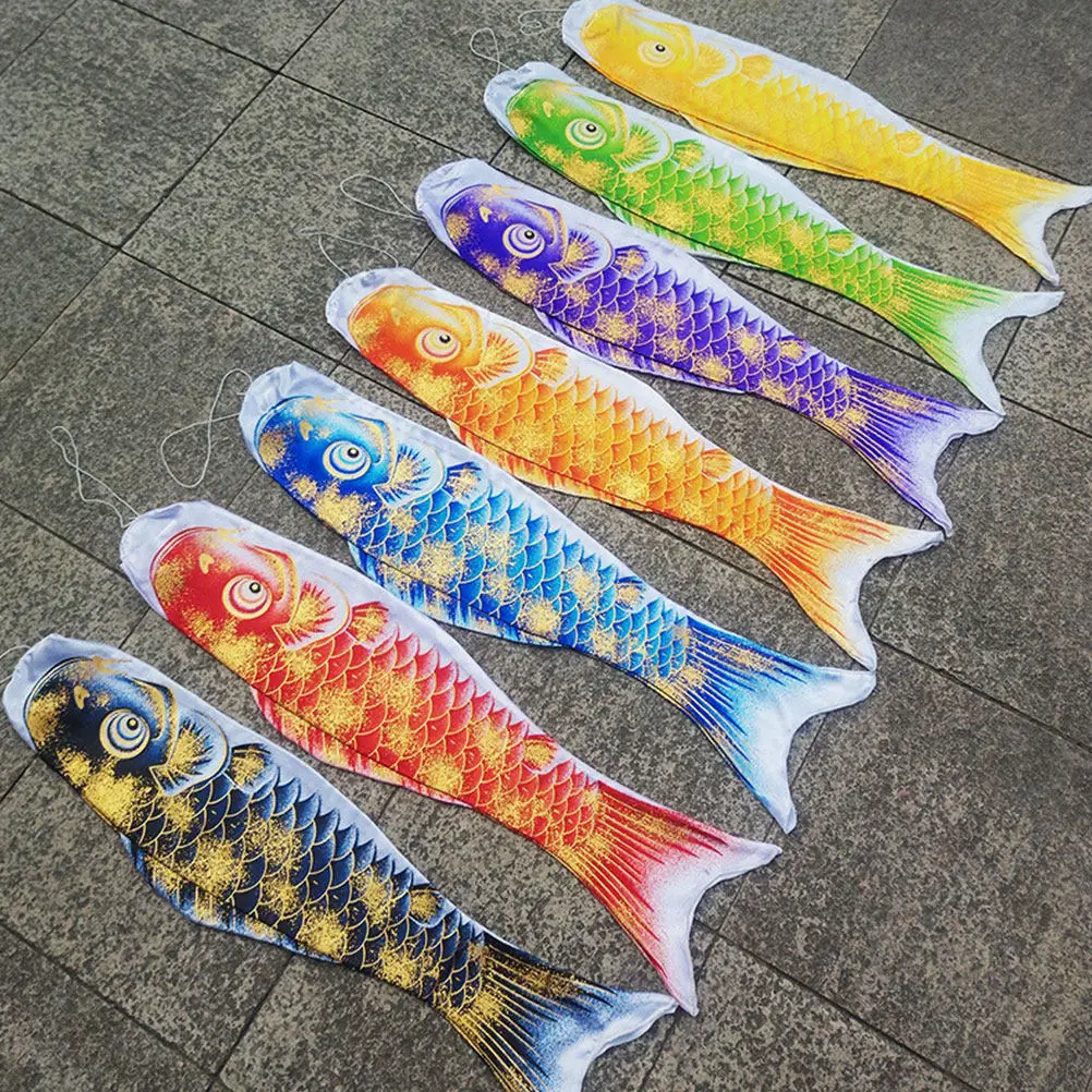 Japanese Koinobori Carp Windsock Hot Stamping Design Colorful Fish Flag for Children's Day Outdoor Indoor Decoration Blue