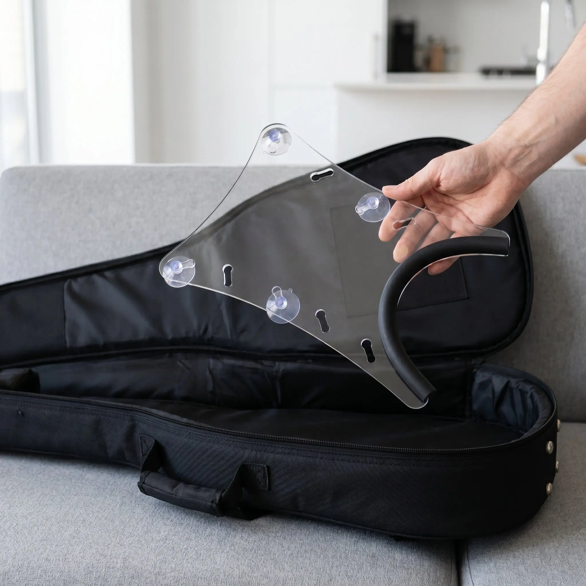 Suction Cup Acrylic Guitar Leg Support Non-Slip Silicone Strip Classical Guitar Holder for Playing Studio Recording Display