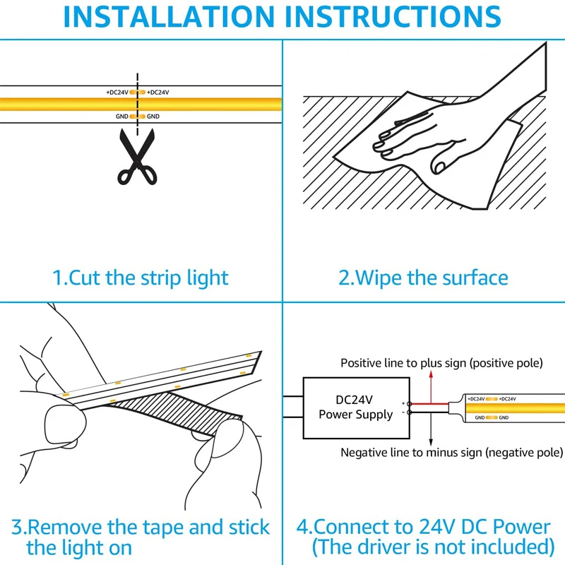 5mm FCOB 12V 24V COB Led Strip Lights 384LEDs/m 5mm Super Thin 0.5m 1m 2m 3m 4m 5m COB LED Strip Soft Flexible For Room Bedroom