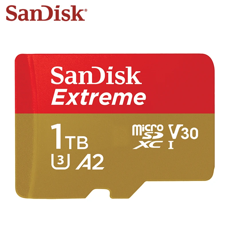 SanDisk Extreme MicroSD TF Card U3 V30 4K A2 microSDXC Memory Card 64GB 128GB 256GB 512GB 1TB Max 190Mb/s Micro SD Card for UAV