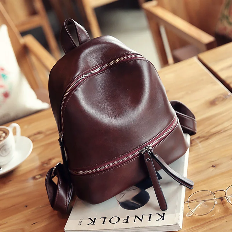 

Vintage Women Backpack Designer PU Leather Female Travel Backpacks small Preppy style School Bag for girls Rucksack Daypack