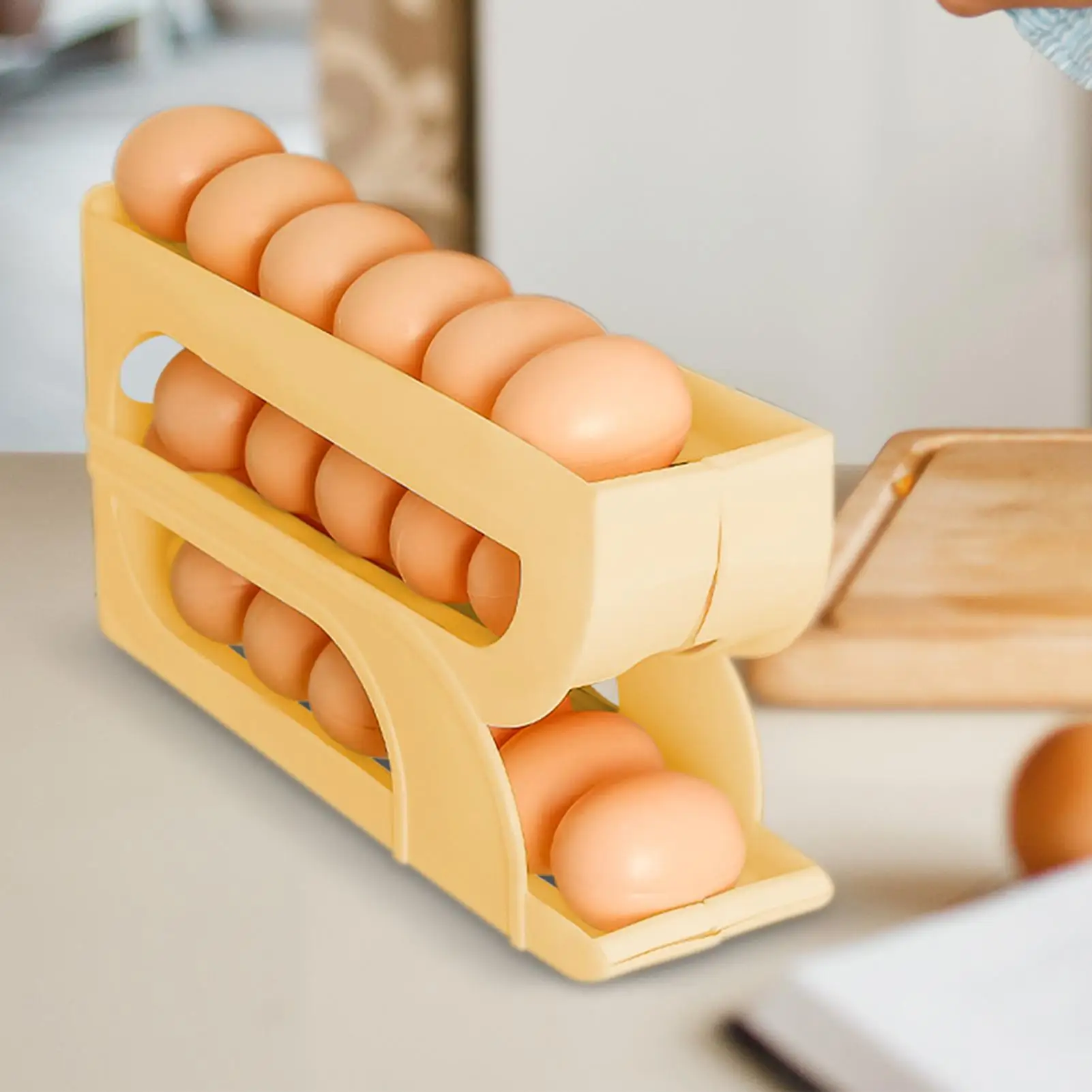 3 Layer Automatic Egg Roller New Household Kitchen Dedicated Egg Roller Rack Space Saving Large Capacity Egg Organizer