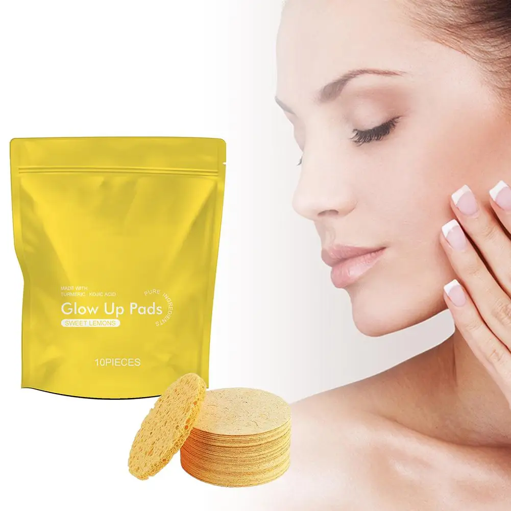 Turmeric Kojic Pads Reusable Natural Skin Exfoliation Sponge Cotton Face Sponge Kit For Makeup Removal U4j0