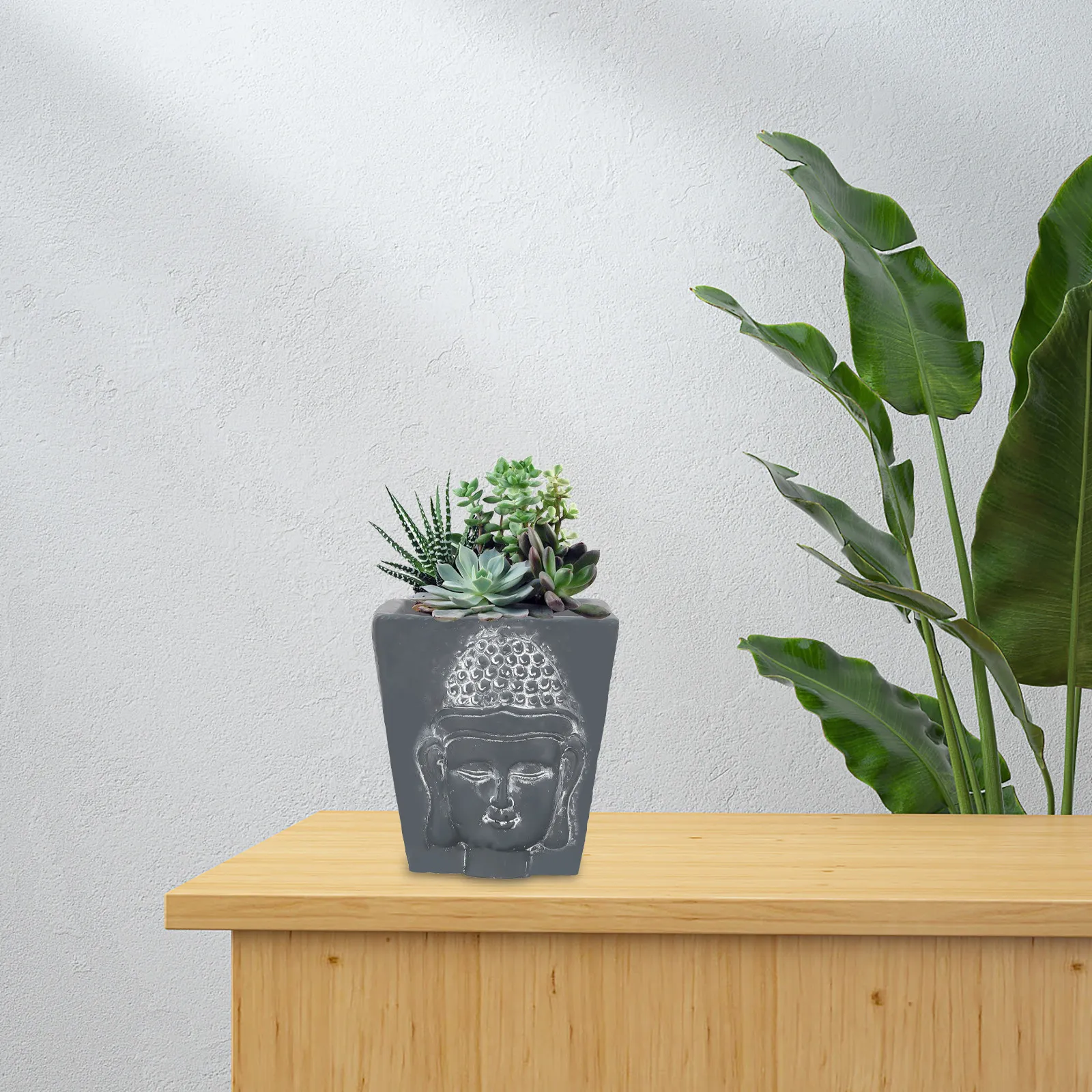 

Buddha Head Cement Flowerpot Unique Creative Planter for Succulents Indoor Outdoor Home Garden Decor Stylish Concrete Flower
