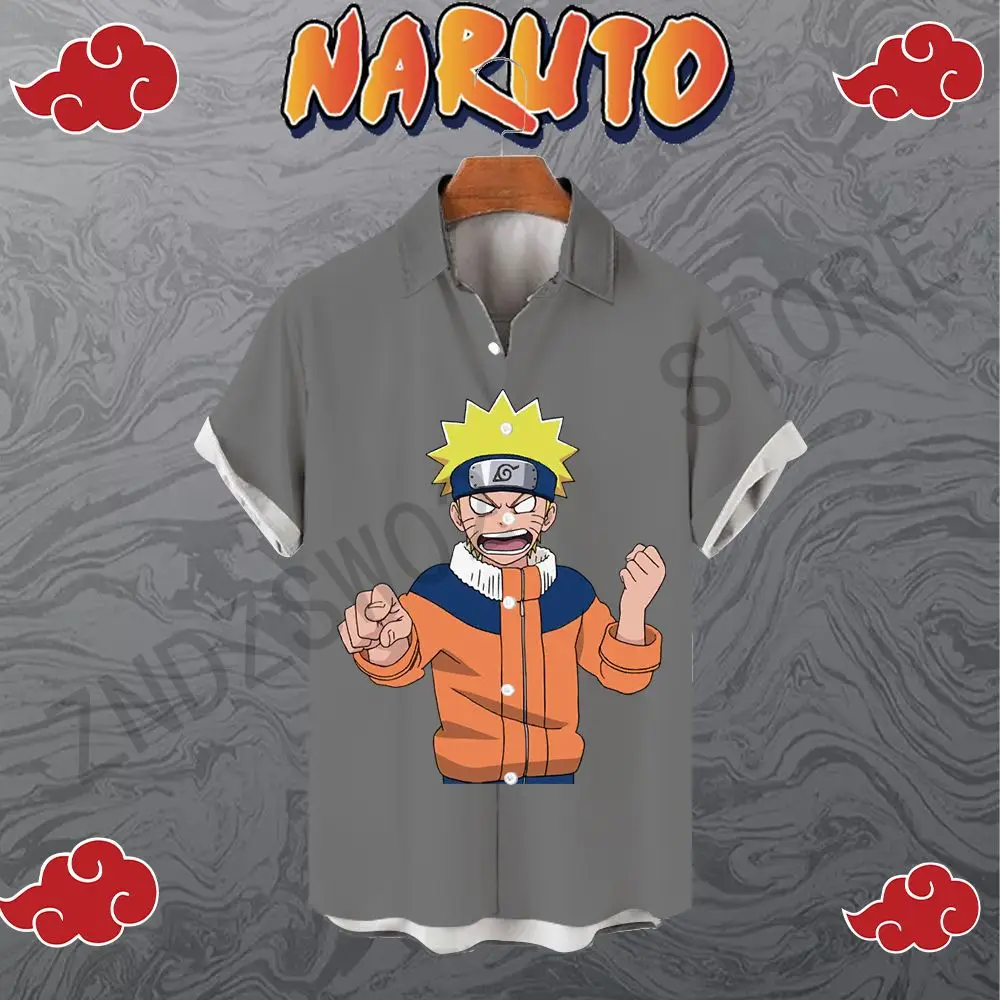 Shirt Naruto 5XL Shirts for Men Men's Beach Style Clothing Anime Short Sleeve 2023 Cool Oversized Streetwear Seaside Trip Summer