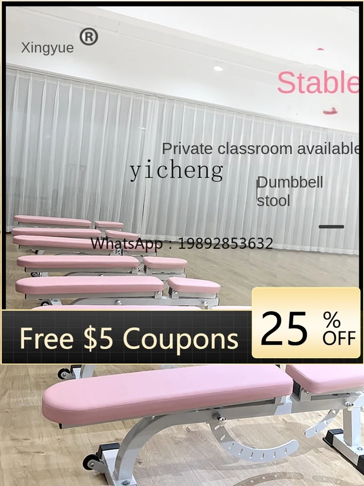 

A1 Adjustable Press Bench Fitness Chair Dumbbell Stool Home Fitness Equipment Pink for Women Hip Push Stool