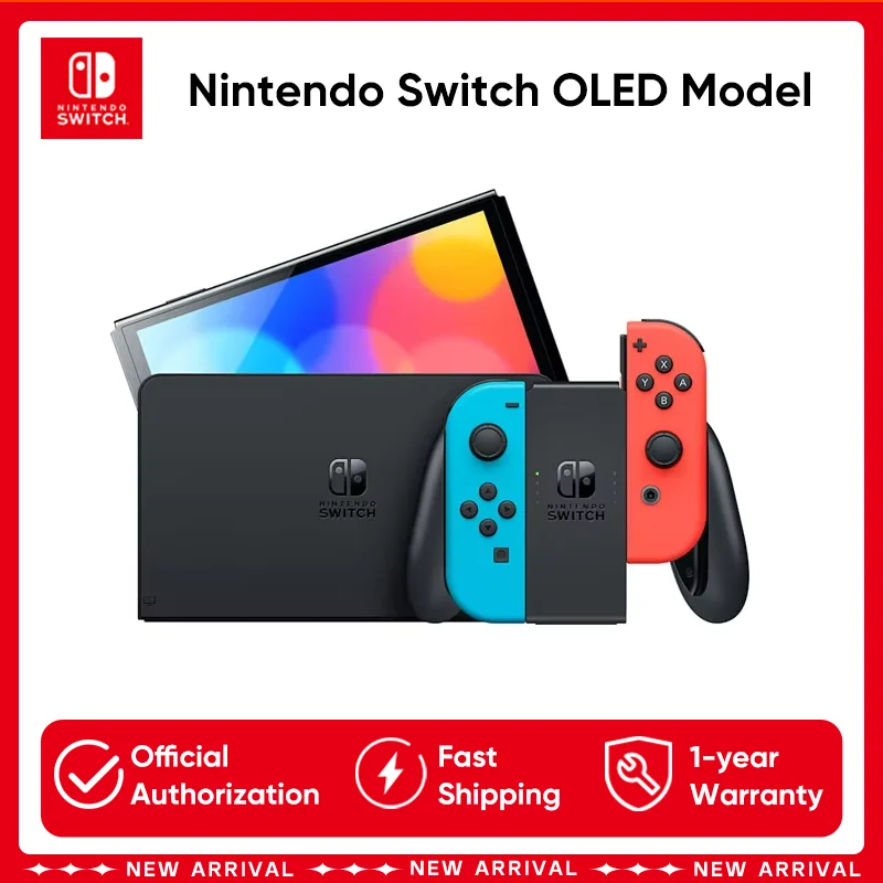 Original Nintendo Switch OLED Model 7 Inch Screen Joy‑Con Handle Enhanced Audio Adjustable Console Stable TV Mode Video Game