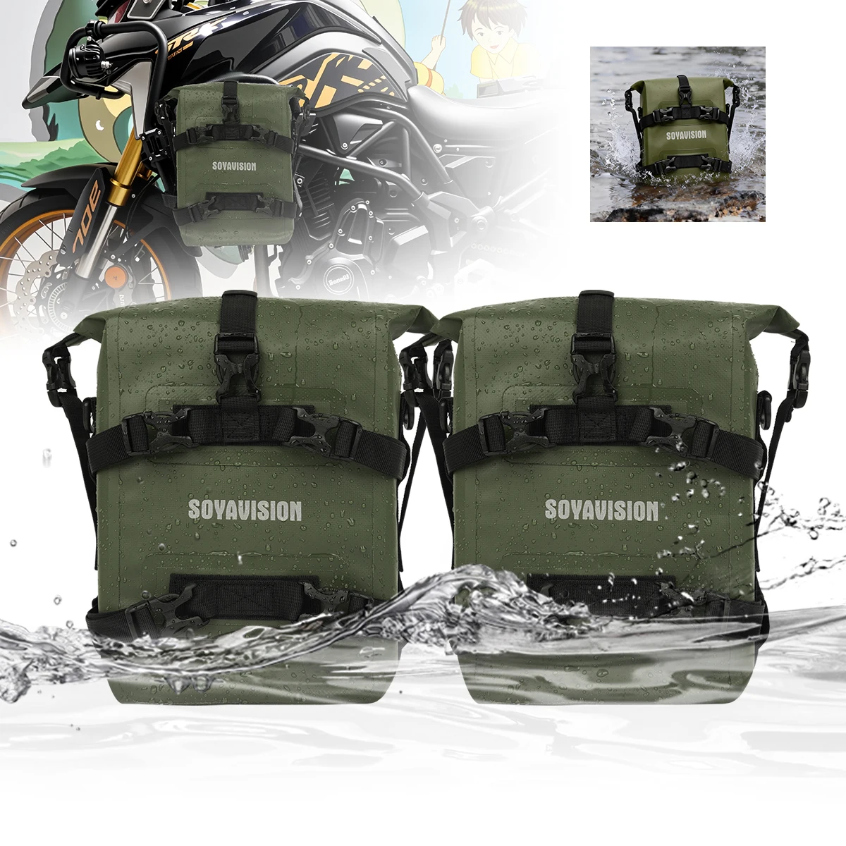 

Universal Motorcycle Frame Crash Bars Waterproof Bag Repair Tool Placement Bag For BMW R1200GS R1250GS For HONDA For CFMOTO