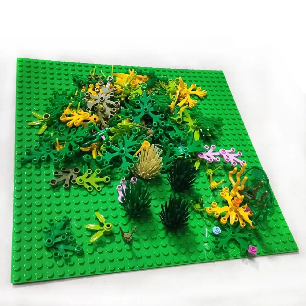 Creative Plants Jungle DIY MOC Building Blocks Parts Tree/Flower/Grass Compatible Base Plate Assembled Toys Bricks Kids Gifts