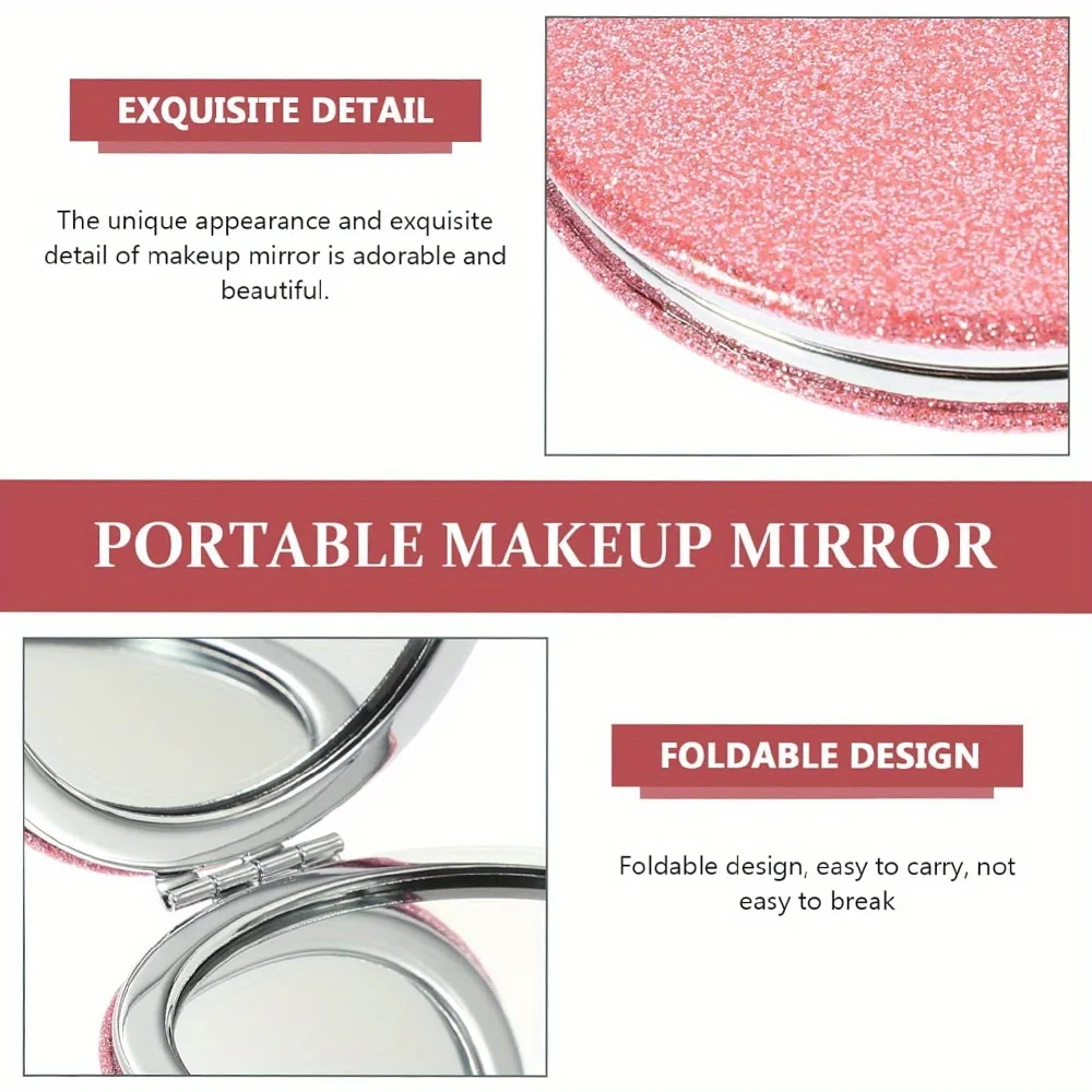 مرآة مكياج بجيب مزدوج الجوانب للنساء، أداة تجميل للوجه، أداة تجميل زجاجية محمولة، نمط فراشة، هدية مثالية #3