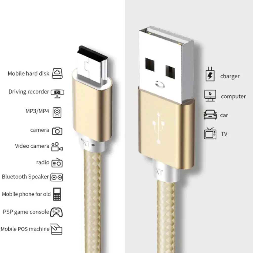 Double Head Mini USB to USB Wire สาย Mini USB Mini USB to USB Charger Cable สายชาร์จกล้อง Fast Data Charger Cable