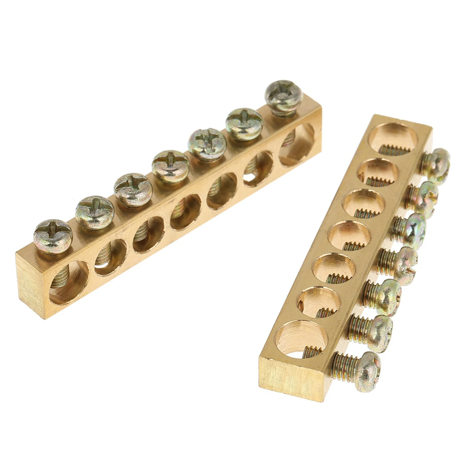 10pcs 7‑Hole Electrical Distribution Wire Screw Terminal Brass Ground Neutral Bar