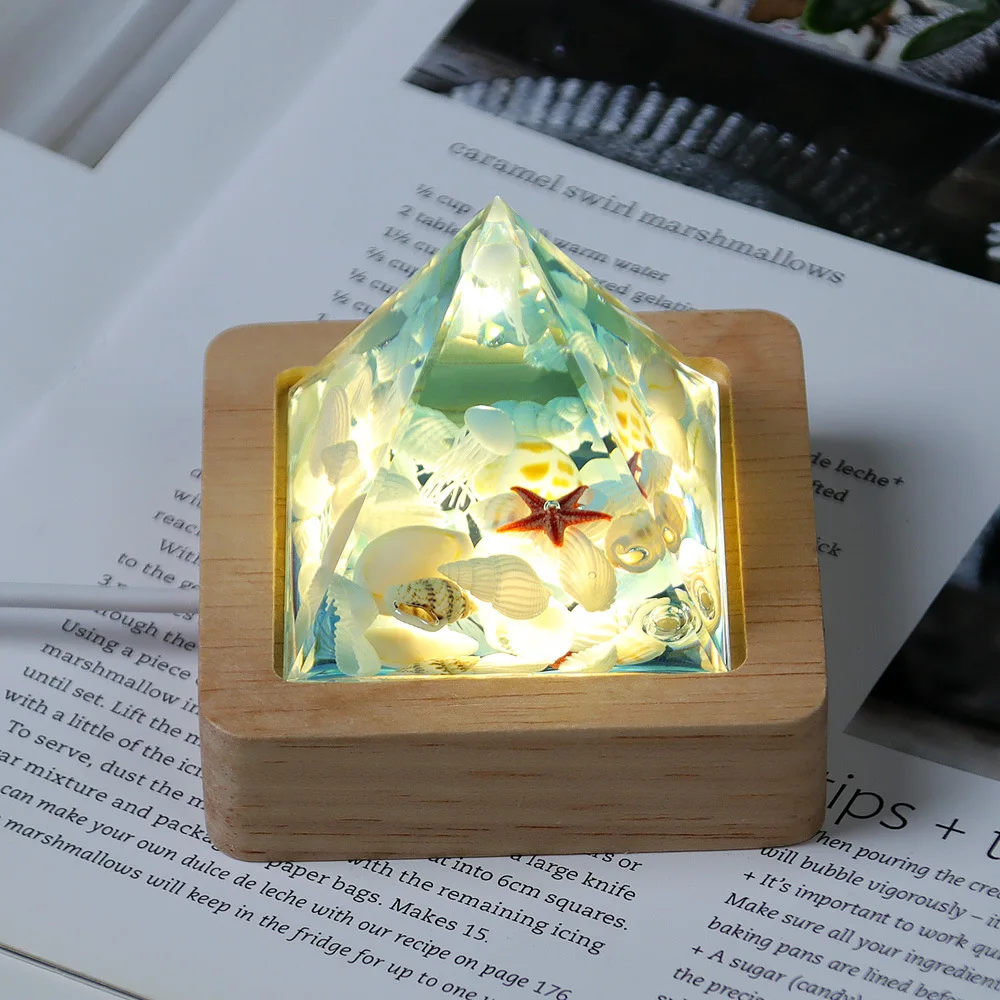 

NEW Ocean Series Micro Landscape Pyramid Cone Resin Crafts Night Light Creative Desktop Ornament Gift