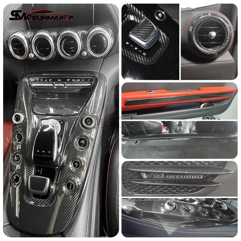 Car Interior Carbon Fiber Rear Cross Strut Bar Cover Trim For Mercedes Benz AMG GT GTR GTS C190 R190 2015-2018