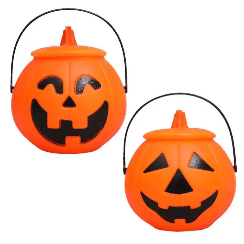 

1pcs Halloween Pumpkin Candy Bucket Pumpkin Bucket With Handle And Lid Trick Or Treat Snack Bucket Home Decoration Props