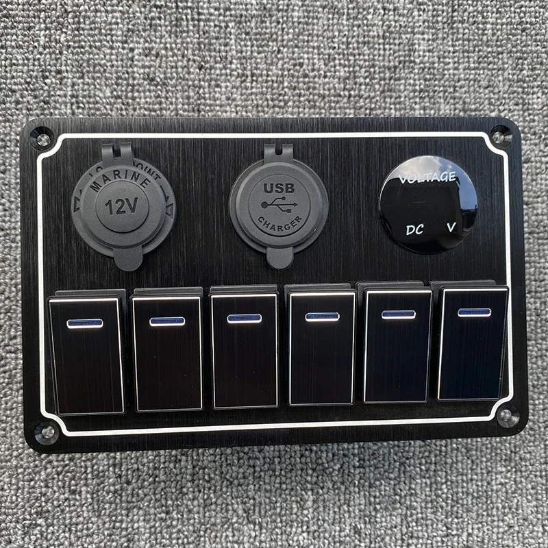 High Quality Metal 4/6/8 gang Digital Display with USB Port 12V  Waterproof for Car Marine Boat LED Rocker Switch Panel