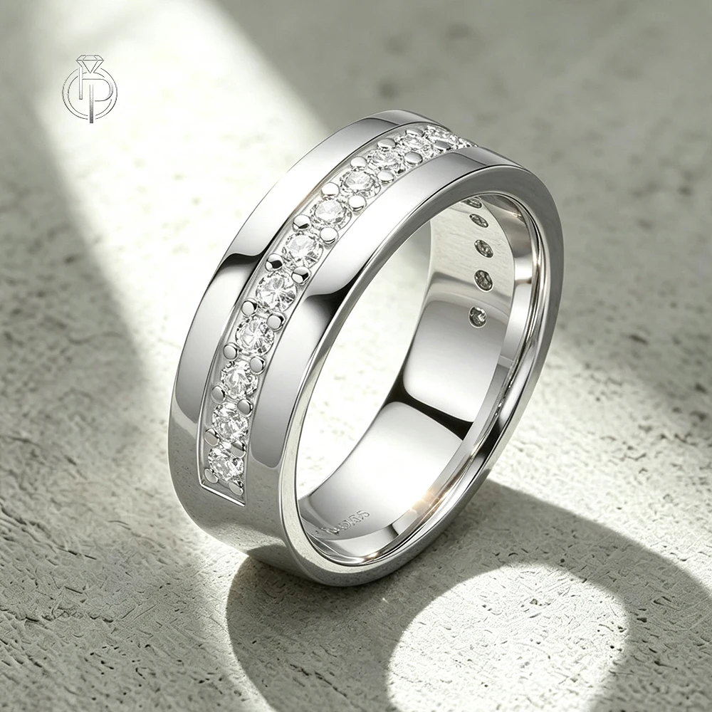 HORRIPAL D VVS1 Moissanite Ring for Men Woman 100% S925 Sterling Silver GRA Certified Party Band Waterproof Hiphop Cuban Jewelry
