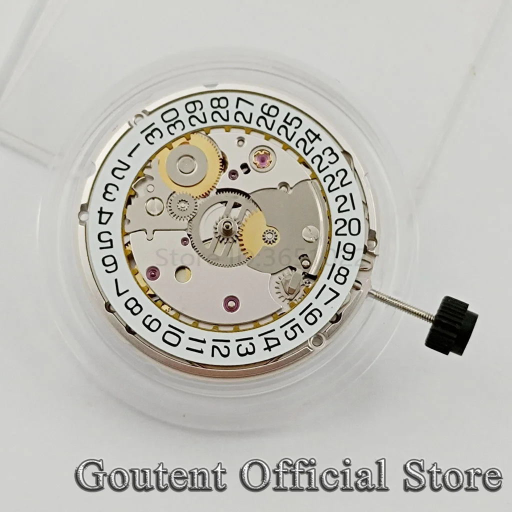 Goutent Golden Silver 25 Jewels PT5000 Automatic Mechanical Watch Movement 28800 bhp Clone 2824 Date Display