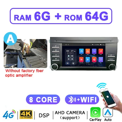 Draadloze Carplay autoradio Android 15 Auto multimediaspeler voor Porsche Cayenne 2005-2013 2 din autoradio stereo GPS BT 4G LTE