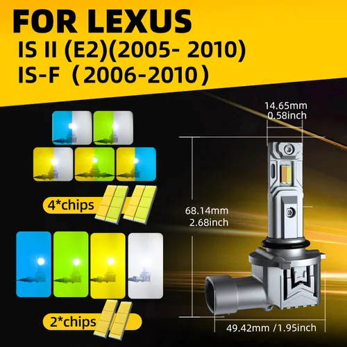 Imagen 2 del producto 2 × bombillas LED de luces antiniebla delanteras para coche, dos colores, Switchback Canbus sin errores para Lexus IS220d IS250 IS300 IS350 XE2 IS-F 2005-2010