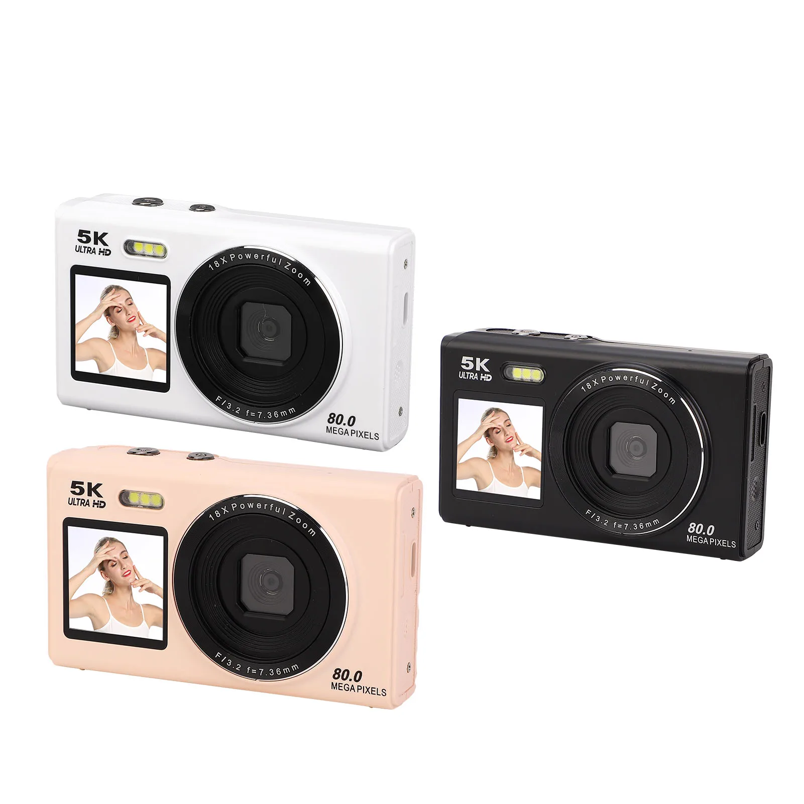 Travel Video Camera Built in Flash Rechargeable Multi Purpose 1200mah Webcam 5K Digital Camera with 64GB Card for Photography